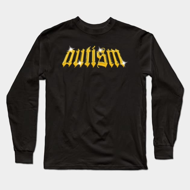 Autism 3D Chrome Typeface Effect Long Sleeve T-Shirt by mia_me